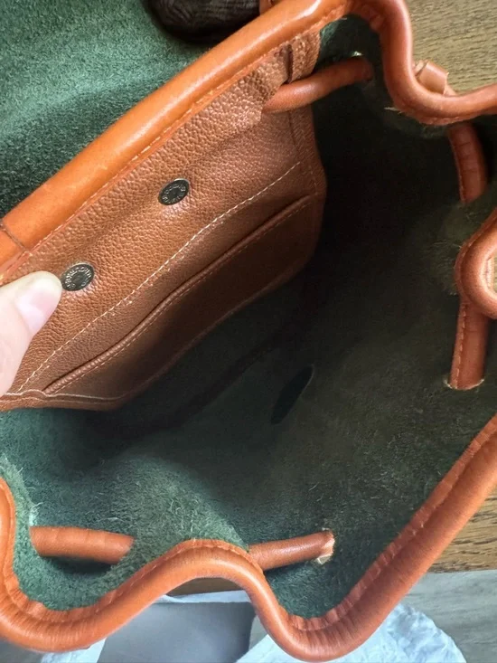 Dooney & Bourke Dark Green Pebbled Leather Backpack with Tan Trim - Picture 6 of 8